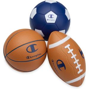 imageChampion MultiSport Foam Ball Set for Kids 3Pack Soft PU Mini Soccer Basketball amp Football with Durable Foam Build Safe for Backyard Playground School and Indoor Play