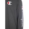 imageChampion Boys Long Sleeve Hooded Tee Shirt Lightweight Tech Fabric Athletic TShirt for KidsCharcoal Heather