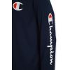 imageChampion Boys Long Sleeve Hooded Tee Shirt Lightweight Tech Fabric Athletic TShirt for KidsDark Navy Blue