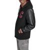 imageChampion Mens Letterman Varsity Bomber Jacket With PatchesBlackRed With Hood
