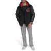 imageChampion Mens Letterman Varsity Bomber Jacket With PatchesBlackRed With Hood