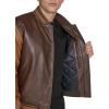 imageChampion Mens Letterman Varsity Bomber Jacket With PatchesBrown Faux Leather