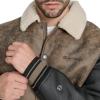 imageChampion Mens Letterman Varsity Bomber Jacket With PatchesBrown Faux Shearling