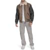 imageChampion Mens Letterman Varsity Bomber Jacket With PatchesBrown Faux Shearling