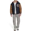imageChampion Mens Letterman Varsity Bomber Jacket With PatchesNavyMustard With Hood