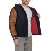 imageChampion Mens Letterman Varsity Bomber Jacket With PatchesNavyMustard With Hood