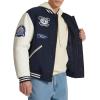 imageChampion Mens Letterman Varsity Bomber Jacket With PatchesNavyWhite