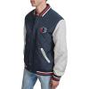 imageChampion Mens Retro Diamond Quilted Bomber Varsity JacketNavyWhite