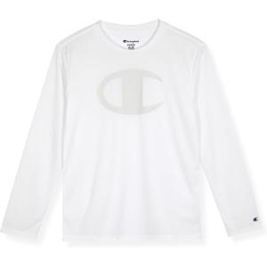 imageChampion Boys Long Sleeve Tech TShirt Athletic Performance TeeBright White