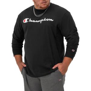 imageChampion Mens Long Sleeve Tshirt Classic Tshirt for Men Reg Or Big amp TallBlack  Classic Script Logo