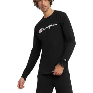 imageChampion Mens Long Sleeve Tshirt Classic Tshirt for Men Reg Or Big amp TallBlack Script