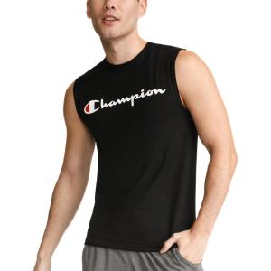 imageChampion Mens Muscle Tank Classic Graphic Muscle Tee Sleeveless Tshirt for Men Reg Or Big amp TallBlack  Classic Script Logo