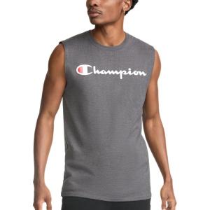 imageChampion Mens Muscle Tank Classic Graphic Muscle Tee Sleeveless Tshirt for Men Reg Or Big amp TallGranite Heather  Classic Script Logo