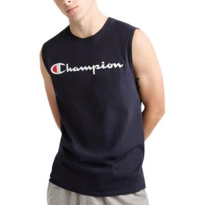 imageChampion Mens Muscle Tank Classic Graphic Muscle Tee Sleeveless Tshirt for Men Reg Or Big amp TallNavy  Classic Script Logo