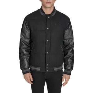 imageChampion Mens Varsity Bomber Puffer JacketBlack Faux Leather