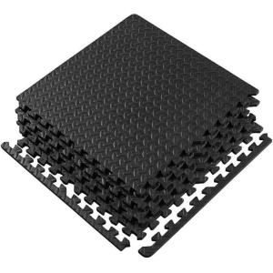 imageChampion Interlocking Foam Floor Tiles 12mm Thick EVA Foam Exercise Mat Set with 4 Interlocking Mats amp 8 Border Pieces NonSlip Cushioned Flooring for Home Workout Yoga Stretching and Pilates