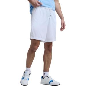 imageChampion Mens Performance 9 Mesh Shorts Standard Fit Lightweight Available in Regular and Big amp TallBright White  C Logo