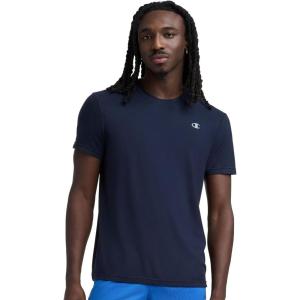 imageChampion Mens Performance Sport Crewneck Short Sleeve TShirt Standard Fit Lightweight BreathableDeep Navy  C Logo
