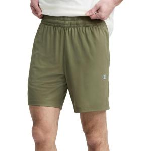 imageChampion Mens 7 Sport Knit Shorts Slim Fit LightweightBurnt Olive  C Logo