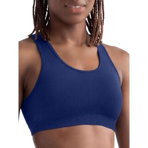 imageChampion Womens Infinity Racerback Sports Bra Moderate Support Seamless Moisture WickingBlue Depths  C Logo