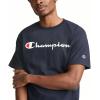 imageChampion Mens Classic Script Graphic Short Sleeve TShirt Standard Fit Tonal Logo Available in Regular and Big amp TallNavy  Classic Script Logo