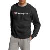 imageChampion Mens Crewneck Fleece Sweatshirt Standard Fit Midweight Script Logo Available in Regular and Big amp TallBlack  Classic Script Logo