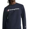 imageChampion Mens Crewneck Fleece Sweatshirt Standard Fit Midweight Script Logo Available in Regular and Big amp TallNavy  Classic Script Logo