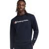 imageChampion Mens Crewneck Fleece Sweatshirt Standard Fit Midweight Script Logo Available in Regular and Big amp TallNavy  Classic Script Logo