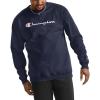imageChampion Mens Crewneck Fleece Sweatshirt Standard Fit Midweight Script Logo Available in Regular and Big amp TallNavy  Classic Script Logo