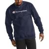 imageChampion Mens Crewneck Fleece Sweatshirt Standard Fit Midweight Script Logo Available in Regular and Big amp TallNavy Script