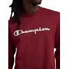 imageChampion Mens Crewneck Fleece Sweatshirt Standard Fit Midweight Script Logo Available in Regular and Big amp TallPomegranate  Classic Script Logo