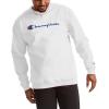 imageChampion Mens Crewneck Fleece Sweatshirt Standard Fit Midweight Script Logo Available in Regular and Big amp TallWhite  Classic Script Logo