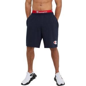 imageChampion Men Graphic Lounge ShortStandard Fit7 InseamScript LogoLightweight 100 Cotton JersyAvailable RegularBigTallNavy  C Logo