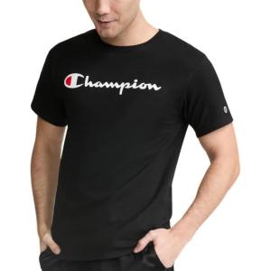 imageChampion Mens Classic Script Graphic Short Sleeve TShirt Standard Fit Tonal Logo Available in Regular and Big amp TallBlack