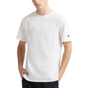 imageChampion Mens Classic Script Graphic Short Sleeve TShirt Standard Fit Tonal Logo Available in Regular and Big amp TallBright White  Tonal Script Logo