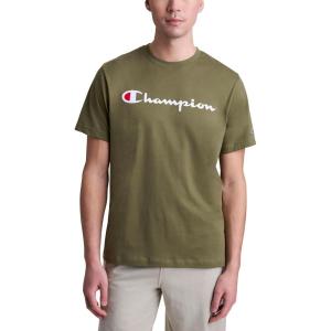 imageChampion Mens Classic Script Graphic Short Sleeve TShirt Standard Fit Tonal Logo Available in Regular and Big amp TallBurnt Olive