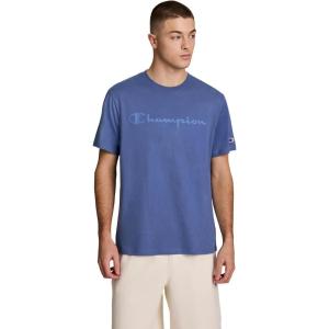 imageChampion Mens Classic Script Graphic Short Sleeve TShirt Standard Fit Tonal Logo Available in Regular and Big amp TallCoastal Fjord  Tonal Script Logo