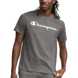 imageChampion Mens Classic Script Graphic Short Sleeve TShirt Standard Fit Tonal Logo Available in Regular and Big amp TallGranite Heather