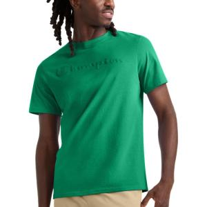 imageChampion Mens Classic Script Graphic Short Sleeve TShirt Standard Fit Tonal Logo Available in Regular and Big amp TallGreen Field