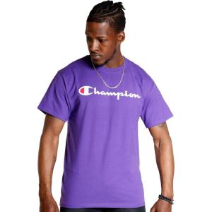 imageChampion Mens Classic Script Graphic Short Sleeve TShirt Standard Fit Tonal Logo Available in Regular and Big amp TallPurple