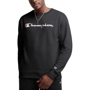 imageChampion Mens Crewneck Fleece Sweatshirt Standard Fit Midweight Script Logo Available in Regular and Big amp TallBlack Script