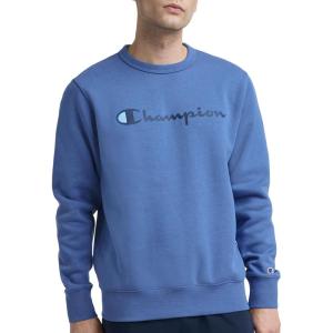 imageChampion Mens Crewneck Fleece Sweatshirt Standard Fit Midweight Script Logo Available in Regular and Big amp TallCoastal Fjord  Classic Script Logo