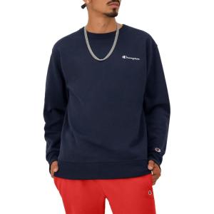 imageChampion Mens Crewneck Fleece Sweatshirt Standard Fit Midweight Script Logo Available in Regular and Big amp TallNavy Small  Small Script Logo