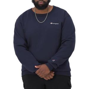 imageChampion Mens Crewneck Fleece Sweatshirt Standard Fit Midweight Script Logo Available in Regular and Big amp TallNavy Small Script