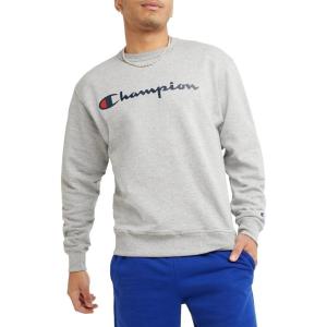 imageChampion Mens Crewneck Fleece Sweatshirt Standard Fit Midweight Script Logo Available in Regular and Big amp TallOxford Gray Script