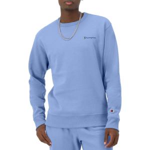 imageChampion Mens Crewneck Fleece Sweatshirt Standard Fit Midweight Script Logo Available in Regular and Big amp TallPlaster Blue Small Script