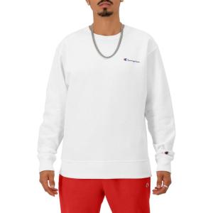 imageChampion Mens Crewneck Fleece Sweatshirt Standard Fit Midweight Script Logo Available in Regular and Big amp TallWhite Small Script