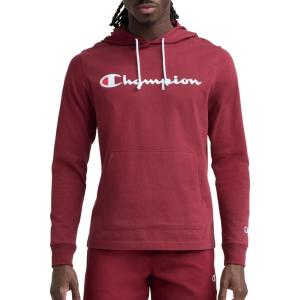 imageChampion Mens Long Sleeve Tshirt Hoodie Retired ColorsPomegranate  Classic Script Logo