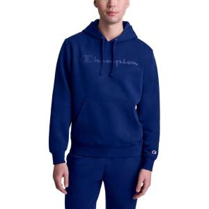 imageChampion Mens Pullover Graphic Fleece Hoodie Standard Fit Midweight Fleece Classic Script Logo Available Regular Big amp TallBlue Depths