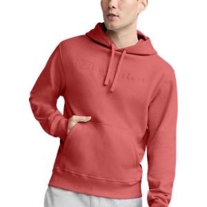 imageChampion Mens Pullover Graphic Fleece Hoodie Standard Fit Midweight Fleece Classic Script Logo Available Regular Big amp TallCosy Brick Red  Tonal Script Logo